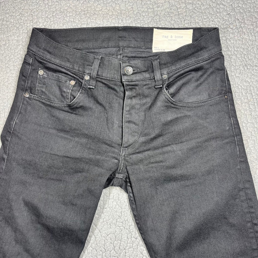 Rag & Bone Fit 1 Extra Slim Black Jeans Mens 31 Made in USA Button Fly 5831 - Picture 2 of 13